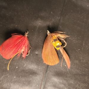 Vintage Wet Fly Fishing Flies for Trout, Feather Red and Brown Assortment